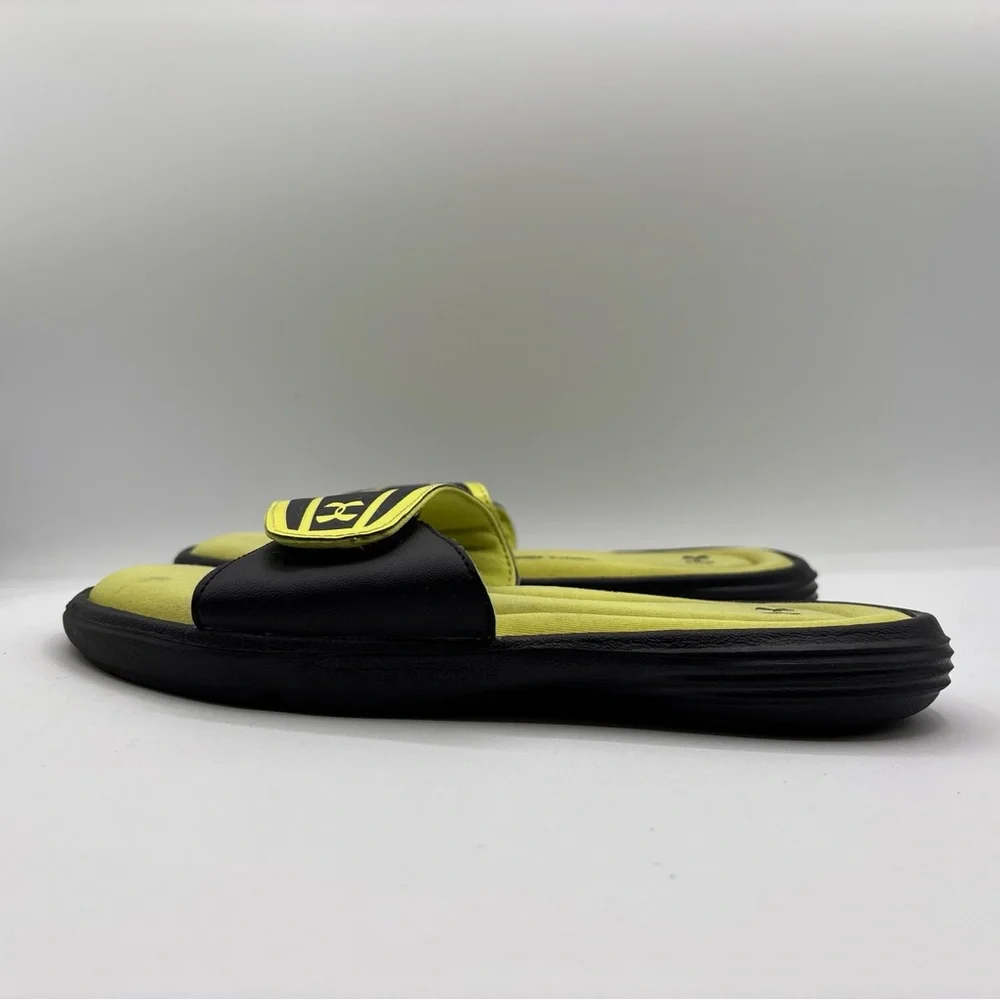 Under Armour 4D Foam Slides Black Yellow Comfort Slip On 1226875-009 Men’s S: 7
